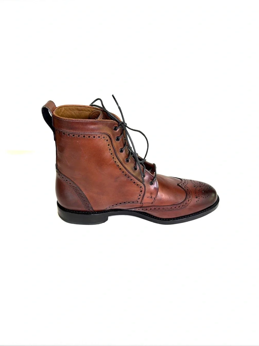 Allen Edmonds Port Washington Burgundy Leather Brogue Wingtip Ankle Boots Sz 10D